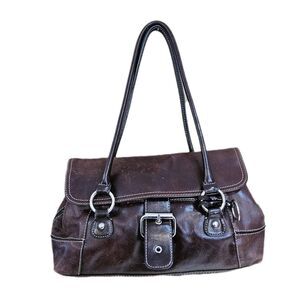 vintage grunge academia brown leather bag